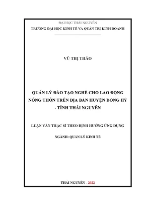 Quản lý đào tạo nghề cho lao động nông thôn trên địa bàn huyện đồng hỷ tỉnh thái nguyên