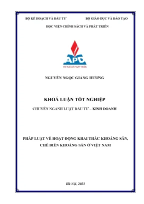 Pháp luật về hoạt động khai thác khoáng sản chế biến khoáng sản ở việt nam