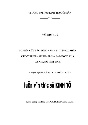 Nghiên cứu tác động của chi tiêu cá nhân cho y tế đến sự tham gia lao động của cá nhân ở việt nam