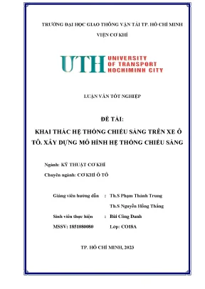 Khai thác hệ thống chiếu sáng trên xe ô tô xây dựng mô hình hệ thống chiếu sáng
