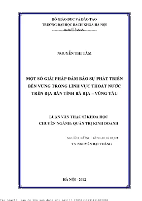 Một số giải pháp đảm bảo sự phát triển bền vững trong lĩnh vự thoát nước trên địa bàn tỉnh bà rịa vũng tàu