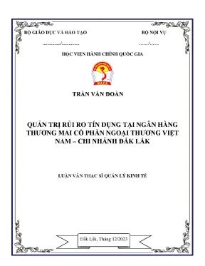 Quản trị rủi ro tín dụng tại ngân hàng thương mai cổ phần ngoại thương việt nam chi nhánh đắk lắk