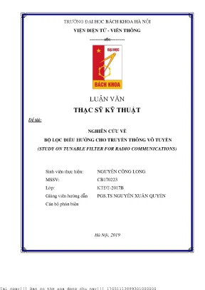 Nghiên ứu về bộ lọc điều hưởng cho truyền thông vô tuyến