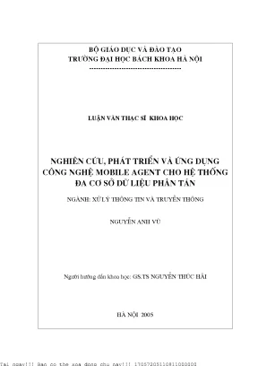 Nghiên ứu phát triển và ứng dụng công nghệ mobile agent cho hệ thống đa cơ sở dữ liệu phân tán