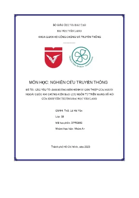 Các yếu tố ảnh hưởng đến hành vi can thiệp của người ngoài cuộc khi chứng kiến bạo lực ngôn từ trên mạng xã hội của sinh viên trường đại học văn