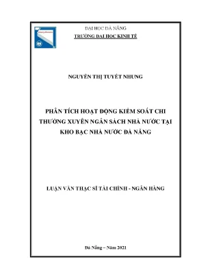 Phân tích hoạt động kiểm soát chi thường xuyên ngân sách nhà nước tại kho bạc nhà nước đà nẵng