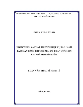Hoàn thiện và phát triển nghiệp vụ bảo lãnh tại ngân hàng thương mại cổ phần quân đội chi nhánh hoàn kiếm