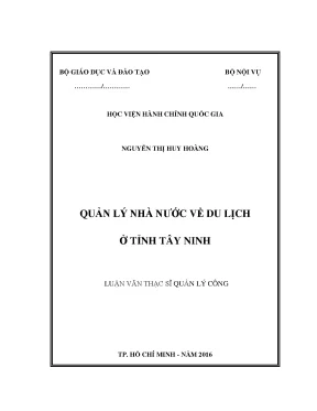Luận văn thạc sĩ quản lý công quản lý nhà nước về du lịch ở tỉnh tây ninh