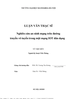 Nghiên ứu an ninh mạng trên đường truyền vô tuyến trong một mạng iot dân dụng