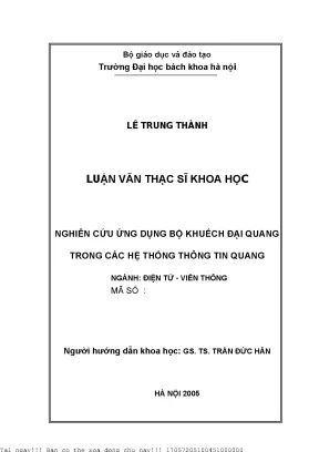 Nghiên ứu ứng dụng bộ khuyếch đại quang trong các hệ thống thông tin quang