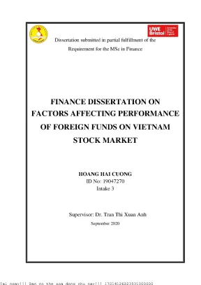 Factors affecting performance of foreign funds on vietnam stock market