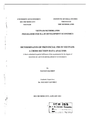 Luận văn thạc sĩ determinants of provincial fdi in vietnam a cross section data analysis