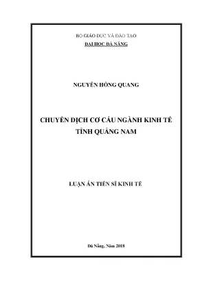 Luận án tiến sĩ kinh tế chuyển dịch cơ cấu ngành kinh tế tỉnh quảng nam