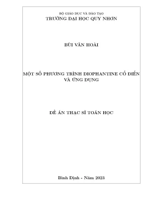 Một số phương trình diophante cổ điển và ứng dụng