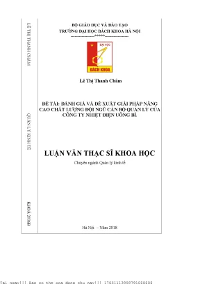 Đánh giá và đề xuất giải pháp nâng ao chất lượng đội ngũ cán bộ quản lý của công ty nhiệt điện uông bí