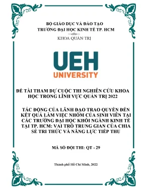 Tác động của lãnh đạo trao quyền đến kết quả làm việc nhóm của sinh viên tại các trường đại học khối ngành kinh tế tại tp hcm vai trò trung gian của chia sẻ tri thức và năng lực tiếp thu