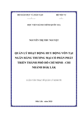 Quản lý hoạt động huy động vốn tại ngân hàng thương mại cổ phần phát triển thành phố hồ chí minh chi nhánh đắk lắk