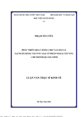 Phát triển hoạt động cho vay bán lẻ tại ngân hàng thương mại cổ phần ngoại thương chi nhánh quảng ninh