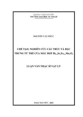 Chế tạo nghiên cứu cấu trúc và đặc trưng từ trễ của mẫu bột bi1 xsrxfe1 ymnyo3
