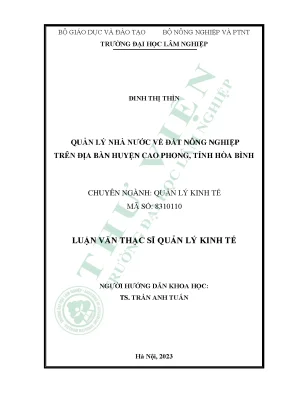 Quản lý nhà nước về đất nông nghiệp trên địa bàn huyện cao phong tỉnh hòa bình
