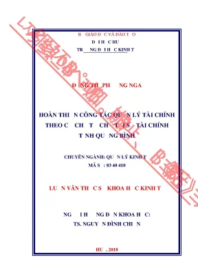 Luận văn thạc sĩ hoàn thiện công tác quản lý tài chính theo cơ chế tự chủ tại sở tài chính tỉnh quảng bình