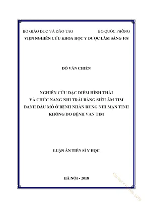 Nghiên cứu đặc điểm hình thái và chức năng nhĩ trái bằng siêu âm tim đánh dấu mô ở bệnh nhân rung nhĩ mạn tính không do bệnh van tim