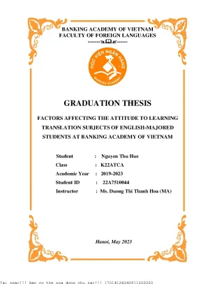 Factors affecting the attitude to learning translation subjects of english majored students at banking academy of vietnam
