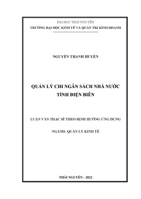 Quản lý chi ngân sách nhà nước tỉnh điện biên