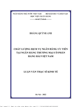 Chất lượng dịch vụ ngân hàng ưu tiên tại ngân hàng thương mại cổ phần hàng hải việt nam
