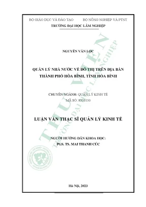 Quản lý nhà nước về đô thị trên địa bàn thành phố hòa bình tỉnh hòa bình