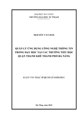 Quản lý ứng dụng công nghệ thông tin trong dạy học tại các trường tiểu học quận thanh khê thành phố đà nẵng