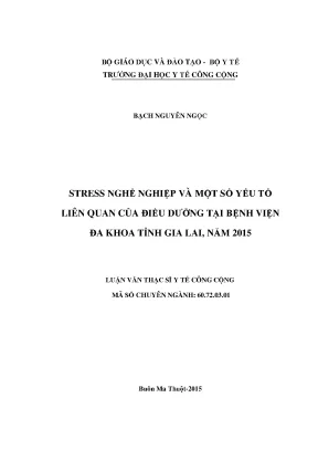 Luận văn stress nghề nghiệp và một số yếu tố liên quan của điều dưỡng tại bệnh viện đa khoa tỉnh gia lai năm 2015