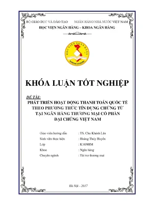 Phát triển hoạt động thanh toán quốc tế theo phương thức tín dụng chứng từ tại ngân hàng thương mại cổ phần đại chúng việt nam