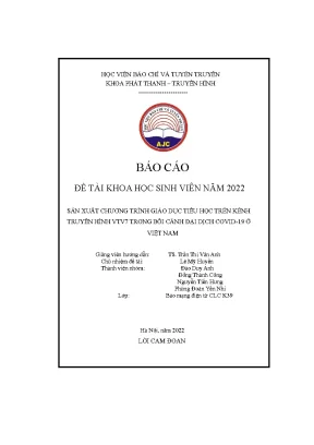 Sản xuất chương trình giáo dục tiểu học trên kênh truyền hình vtv7 trong bối cảnh đại dịch covid 19 ở việt nam