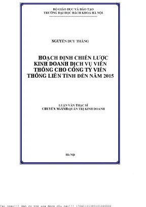 Hoạh định hiến lượ kinh doanh dịh vụ viễn thông ho ông ty viễn thông liên tỉnh đến năm 2015