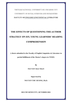 The effects of questioning the author strategy on efl young learners reading comprehension