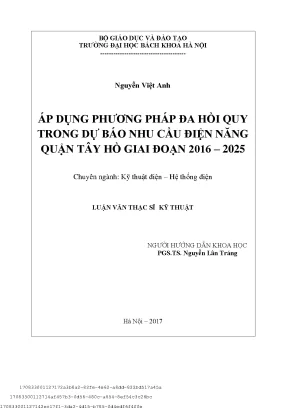 Áp dụng phương pháp đa hồi quy trong dự báo nhu ầu điện năng quận tây hồ giai đoạn 2016 2025