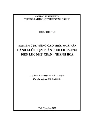 Nghiên cứu nâng cao hiệu quả vận hành lưới điện phân phối lộ 377 e9 8 điện lực như xuân thanh hóa