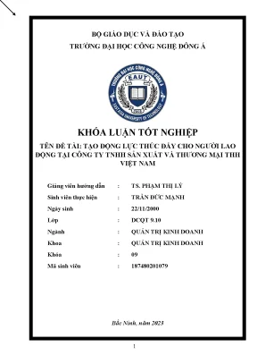 Tạo động lực thúc đẩy cho người lao động tại công ty tnhh sản xuất và thương mại thh việt nam