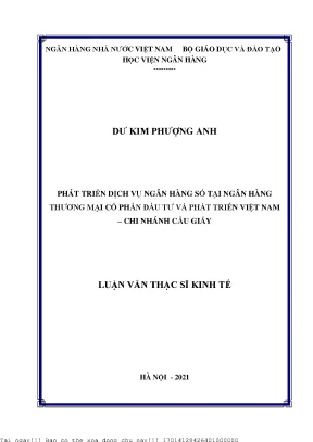 Phát triển dịch vụ ngân hàng số tại ngân hàng thương mại cổ phần đầu tư và phát triển việt nam chi nhánh cầu giấy