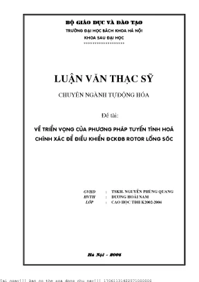 Về triển vọng ủa phương pháp tuyến tính hoá hính xá để điều khiển động ơ không đồng bộ rotor lồng só