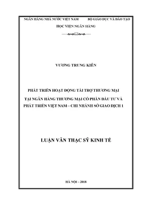 Phát triển hoạt động tài trợ thương mại tại ngân hàng thương mại cổ phần đầu tư và phát triển việt nam chi nhánh sở giao dịch