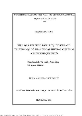 Hiệu quả tín dụng bán lẻ tại ngân hàng tmcp ngoại thương việt nam chi nhánh quy nhơn