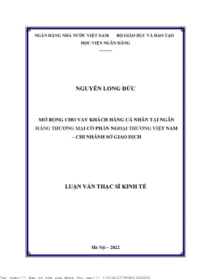 Mở rộng cho vay khách hàng cá nhân tại ngân hàng thương mại cổ phần ngoại thương việt nam chi nhánh sở giao dịch