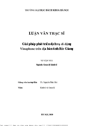 Giải pháp phát triển dịh vụ di động vinaphone trên địa bàn tỉnh bắ giang