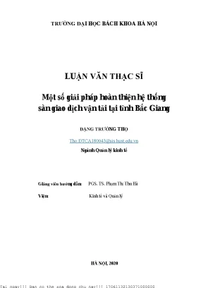 Một số giải pháp hoàn thiện hệ thống sàn giao dịh vận tải tại tỉnh bắ giang
