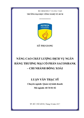 Luận văn thạc sĩ quản trị kinh doanh nâng cao chất lượng dịch vụ ngân hàng thương mại cổ phần sacombank chi nhánh đồng xoài