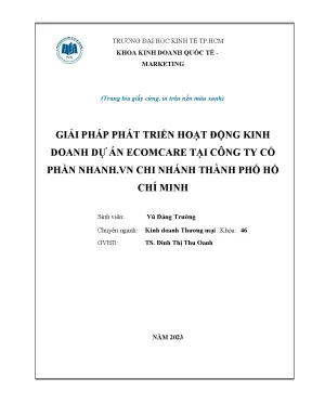 Giải pháp phát triển hoạt động kinh doanh dự án ecomcare tại công ty cổ phần nhanh vn chi nhánh thành phố hồ chí minh