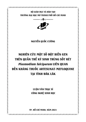 Nghiên cứu một số đột biến gen trên quần thể ký sinh trùng sốt rét plasmodium falciparum liên quan đến kháng thuốc artesunate mefloquine tại tỉnh đăk lăk