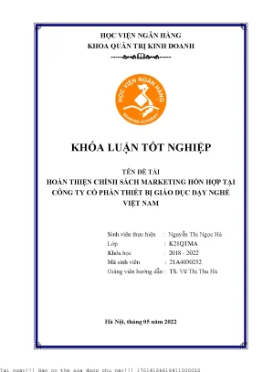 Hoàn thiện chính sách marketing hỗn hợp tại công ty cổ phần thiết bị giáo dục dạy nghề việt nam